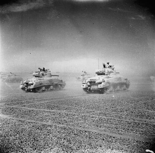 Sherman tanks of the Eighth Army speed across the desert as Axis forces retreat from El Alamein, November 1942 (Imperial War Museum)
