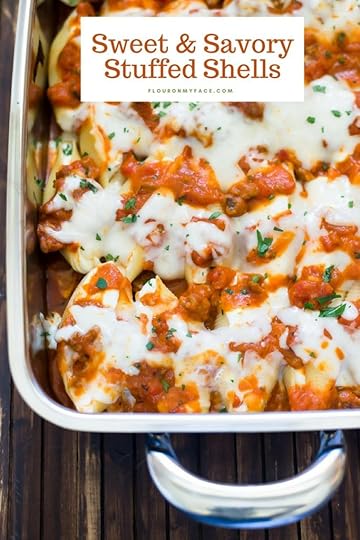 Sweet and Savory Stuffed Shells served in a Lagostina Lasagna pan #ad