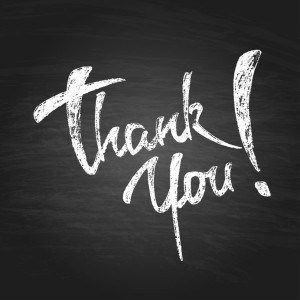 40241116 - thank you chalk hand drawing greeting card. vector background
