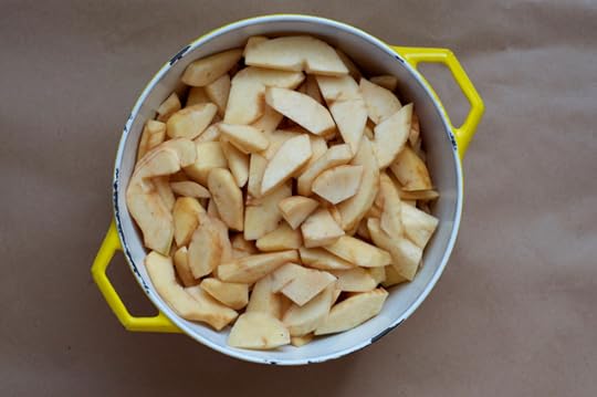 Peeled and chopped quince for homemade quince butter