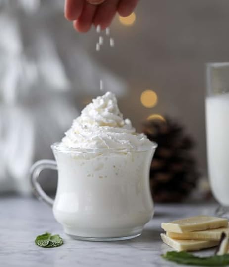 fresh mint white hot chocolate I howsweeteats.com #hotchocolate #christmas #holidays #whitechocolate