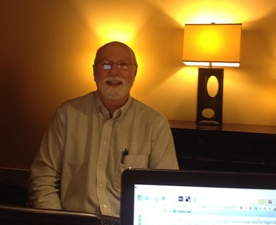 Kyle Pratt receives a halo at NaNoWriMo event, November 2017