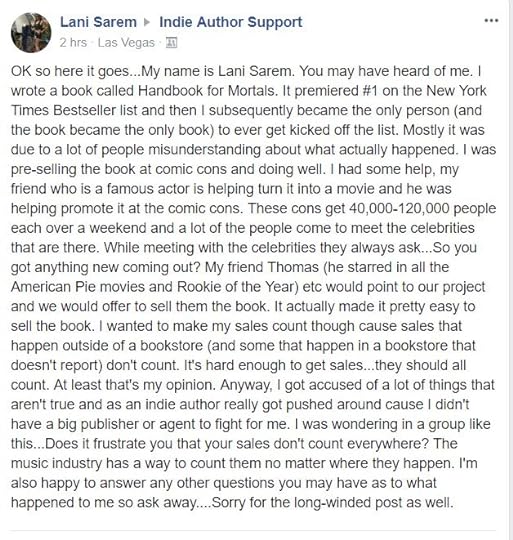 A screenshot of a FB post. The text will be included below.