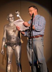 One of our dramatic readers at the Ig Nobel event at Arisia 2017