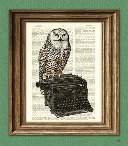 3 Owl Typewriter Print