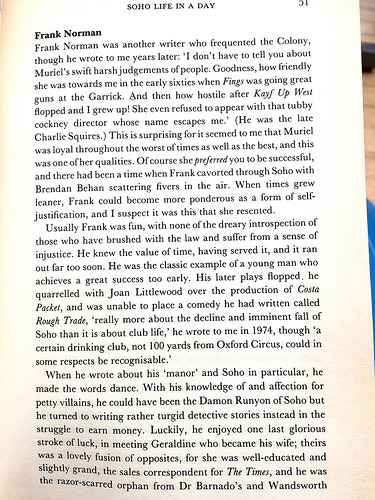 Section about Frank Norman from 'Soho In The Fifties' by Daniel Farson 1/2