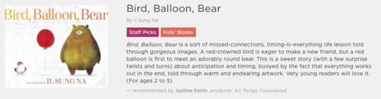 Bird, Balloon, Bear is on NPR's Best Books of 2017 Concierge!!! Check all Best Books of 2017 here https://apps.npr.org/best-books-2017/#/tag/kids-books