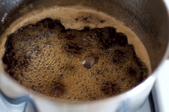 Boiling maple syrup to make homemade maple cream