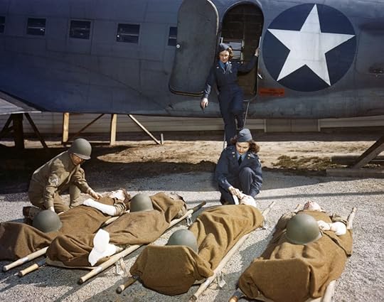 At the Army Air Force School of Air Evacuation at Bowman Field, KY, student flight nurses learn how to handle patients with the aid of a mock-up fuselage of a Douglas C-47 transport. (National Museum of the USAF)