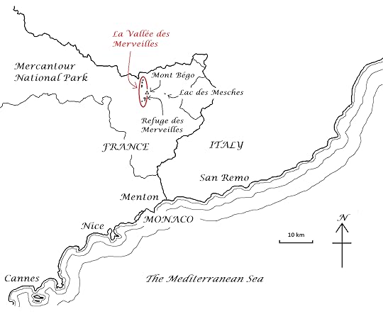 The location of La Vallée des Merveilles, the Valley of Marvels