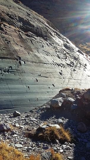 Cleanly scraped rock face in la Vallée des Merveilles