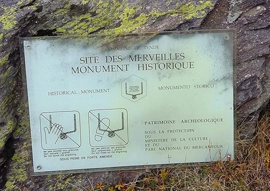 Sign warning of heavy fine for touching or stepping on petroglyphs