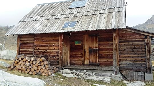 Warden's Hut, with neat woodpile