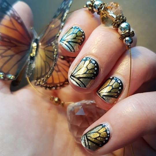 Earl Grey Editing, Jamberry, Butterfly Bliss, nail art