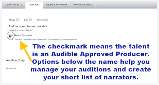 Annotated ACX audition screen