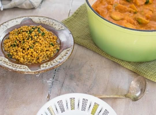 Vegan Brussels Sprout and Butternut Squash Curry over Instant Pot Cumin Wheat Berries