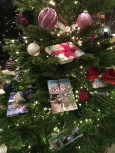 Books on Christmas tree