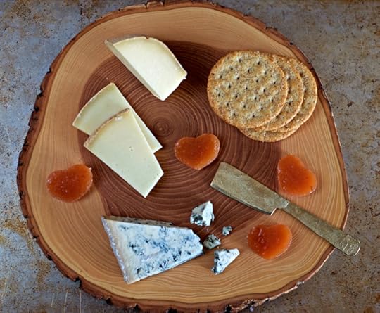cheese plate with heart shaped apple-quince fruit cheese