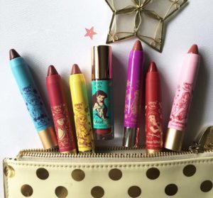 Elsa Moisturizing Matte Lippie (a deep plum shade), Anna Moisturizing Matte (toasted cherry), Belle Moisturizing Lippie (nude-honey), Ariel Liquid Matte Lipstick (red wine), Rapunzel Moisturizing Lippie (mauve ), Snow White Moisturizing Matte Lippie (apple-red) , and Aurora Moisturizing Matte Lippie (rose)