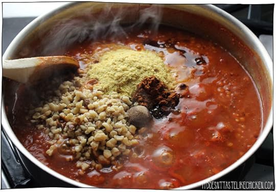 The Best Ever Lentil Ragu!! This easy vegan pasta takes just 15 minutes to make! Vegetarian ragu pasta is hearty, rich, slightly smoky, and makes for the perfect weeknight meal. #itdoesnttastelikechicken #easyveganpasta #veganpasta #ragu