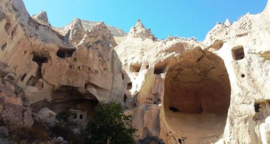 Zelve Maw cliff dwellings and cave mouth, Cappadocia