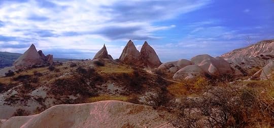 Colourful play of the light in the Red Valley, Cappadocia