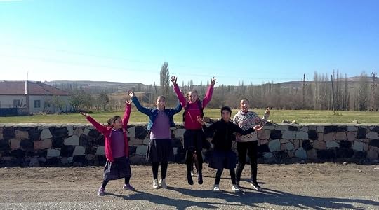 Jumping for joy at Gülağaç, Cappadocia