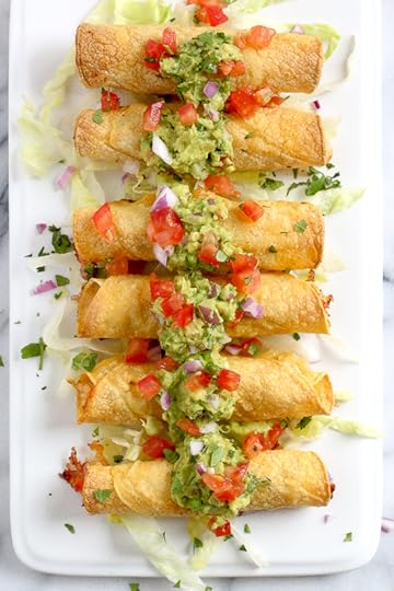 Baked Shrimp Taquitos are so much lighter and healthier than frying, and they come out perfect and crisp! The shrimp filling is SO good you'll be tempted to eat it before you roll them up. I plan on making the filling again to use for shrimp tacos this week!
