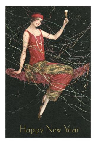 Flapper Happy New Year champagne red