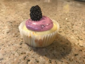 Lemon Cupcake with Blackberry Icing