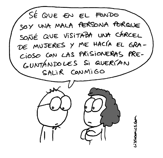 Viñeta de humor gráfico sobre la maldad.