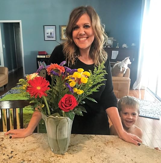 My celebration flowers from my husband, and Brennan, the notorious photo-bomber. <3