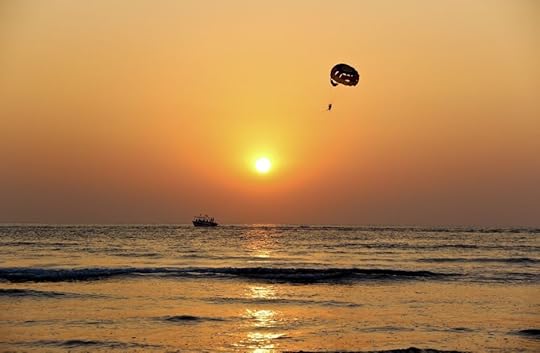 Parasailing beach sunset