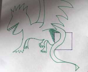 Green dragon with purple present