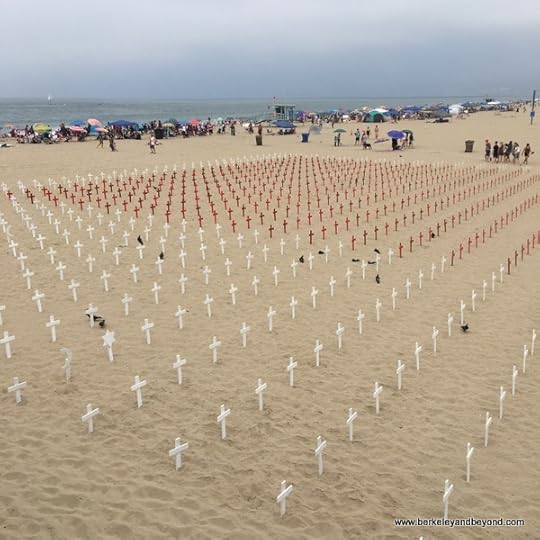 war memorial in the sand beside the Santa Monica Pier in Santa Monica, California