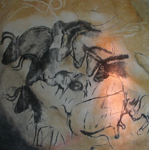 Hooved animals on the walls of Chauvet Cave, which are very hard