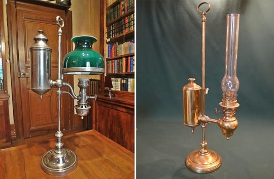 Ещё примеры квинке-ламп, они же лампы Арганда. Фото слева www.musee-foliemarco.com, справа goo.gl