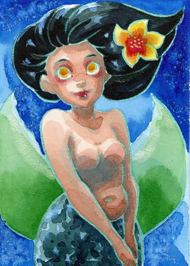 Watercolor illustration inked with FW Pearlescent Acrylic Ink