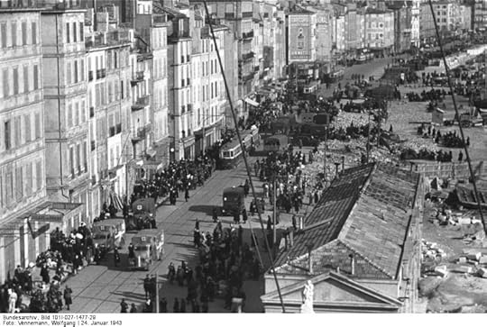SS and French police round up Jews in the old quarter of Marseille, France, 24 Jan 1943 (German Federal Archive: Bild 101I-027-1477-29)