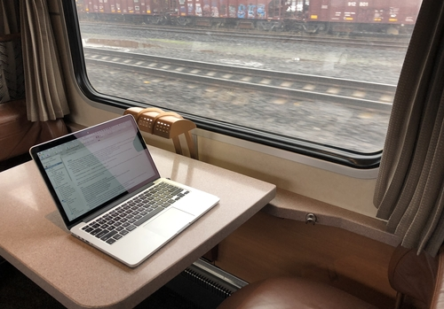 Writing on Amtrak between Seattle and Portland