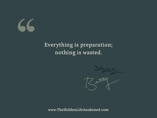 Everything is preparation; nothing is wasted. ~Betty