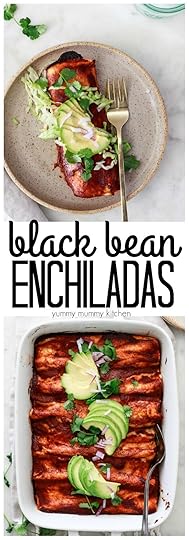 The BEST vegetarian or vegan enchiladas stuffed with black beans, corn, and peppers, and topped with avocado.