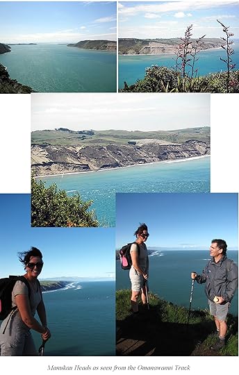 The Manukau Heads at Whatipu, as seen from the Omanawanui Track. Collage reproduced from A Maverick New Zealand Way.