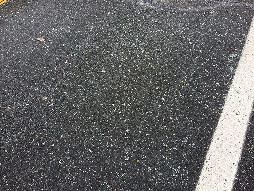 road salt in a parking lot