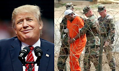 Images of Donald Trump and Guantanamo.