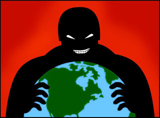An image of a villain aiming for world domination.