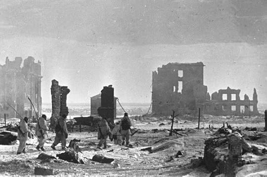 Soviet troops patrolling the ruins of Stalingrad, Russia (Russian International News Agency)