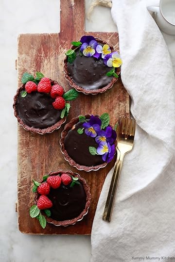 No bake chocolate tarts are a beautiful healthier dessert.