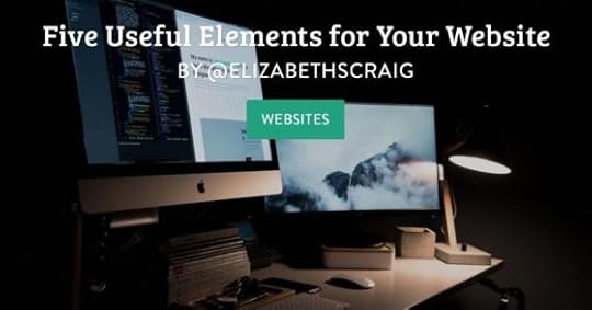 Photo shows two laptops with photos on both and the post title,, "Five Useful Elements for Your Website" superimposed on the top.