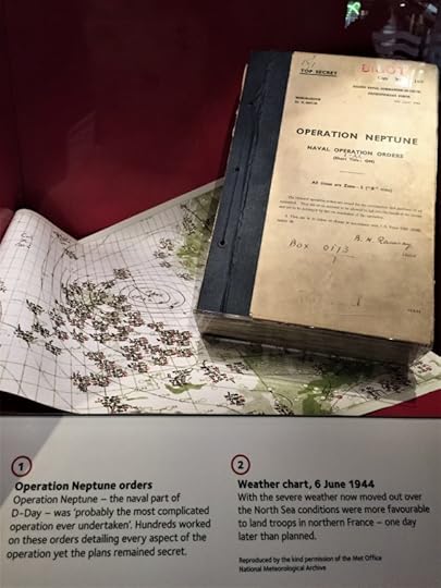 A copy of Operation Neptune orders and a weather map, on display at the National Museum of the Royal Navy, Portsmouth, England, September 2017 (Photo: Sarah Sundin)